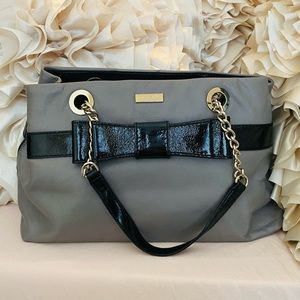Kate Spade Black & Grey Leather Bow Shoulder Bag-NWOT
